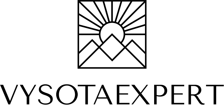 черно-белый логотип vysotaexpert